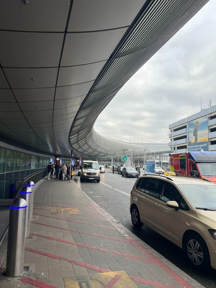 Passenger drop-off lane outside the East Midlands Airport terminal
